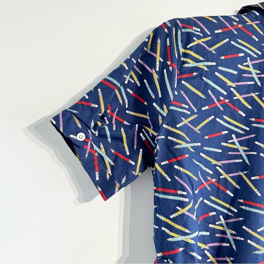 ModCloth Navy Multicolor Patterned Shirt Dress - Picture 8 of 11